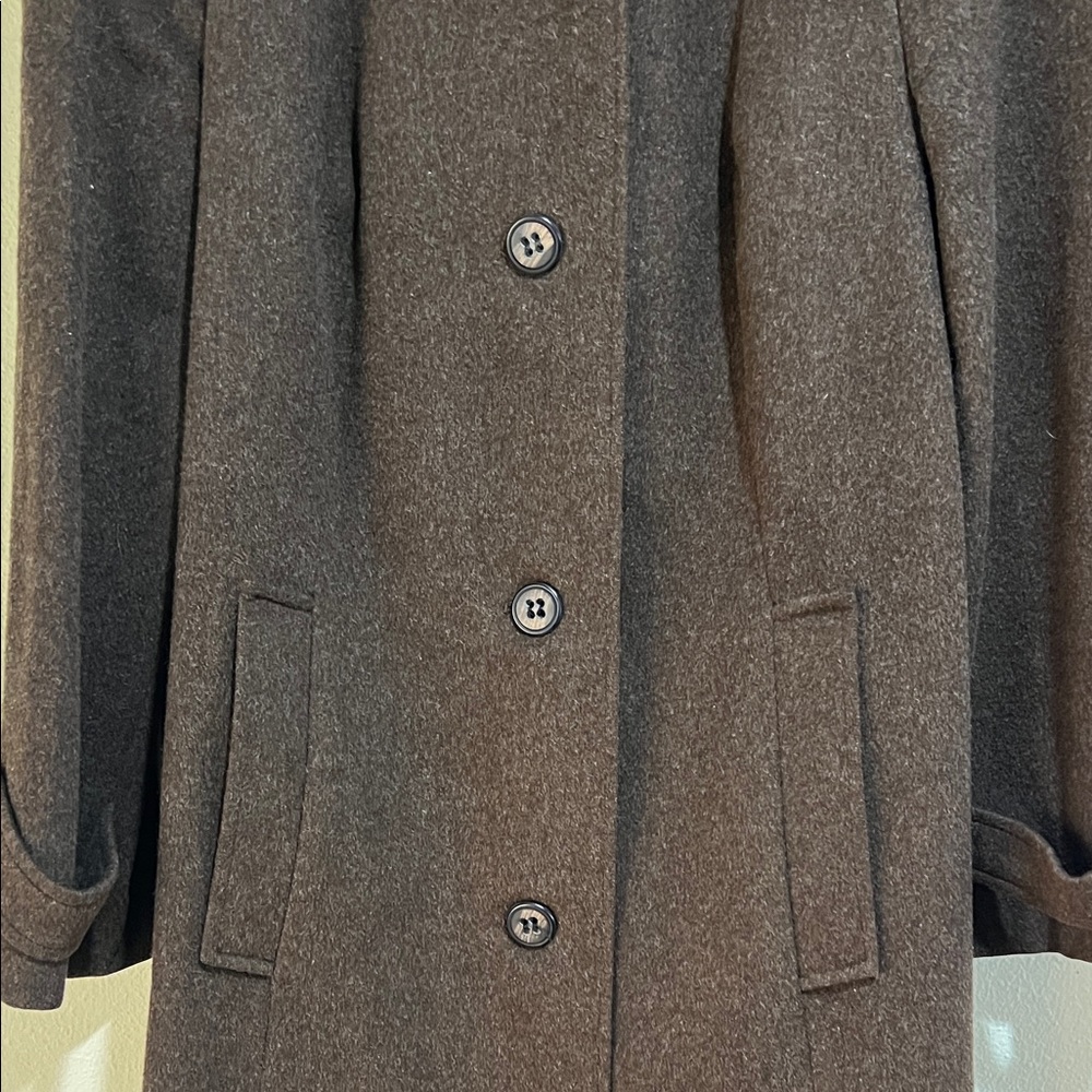 Women's Brown Trench Coat Wool and Alpaca. Made in Austria - Picture 3 of 15
